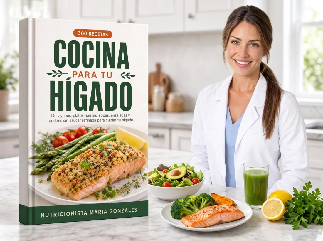 Maria Gonzales, nutricionista, con el recetario Cocina para tu Hígado