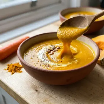 Crema de zanahoria, calabaza y cúrcuma